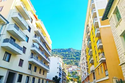 a view from between two buildings in a city at 2-rooms apartment with Wifi and balcony in Nice