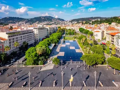 an aerial view of a city with trees and buildings at Le Jasmin - Au Coeur de Nice in Nice
