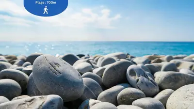 a group of rocks on a beach with the ocean at Cocon charmant et paisible au cœur du Vieux Nice in Nice