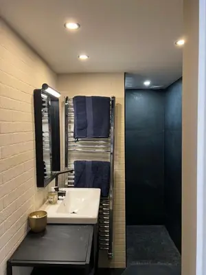 a bathroom with a sink and a shower at loft riviera in Nice