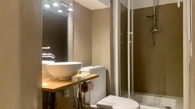 a bathroom with a sink and a toilet and a shower at ApartHotel Riviera - COCON BARILLERIE - Old Town - Promenade des Anglais in Nice