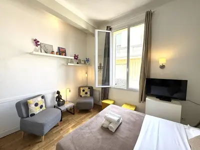 a small kitchen with a sink and a counter top at ApartHotel Riviera - LE COCON DE VICTOR - Grimaldi - Promenade des Anglais in Nice