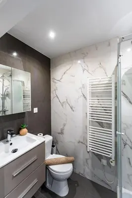 a bathroom with a toilet and a sink and a shower at Superbe studio front de mer in Saint-Laurent-du-Var