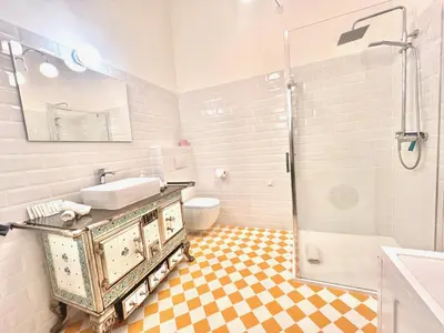 a bathroom with a sink and a shower at ApartHotel Riviera - MAISON DU CHATEAU - Old town - Promenade des Anglais in Nice