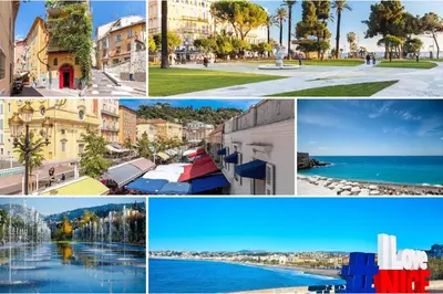 a collage of photos of cities and buildings at Studio T1 Centre - Idéal couple & amis - Confort - WIFI - Calme - Climatisation - Coin Terrasse in Nice