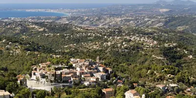 an aerial view of a town on a hill at Gîte Le Tilleul in Aspremont