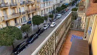 a view of a city street with cars parked on a balcony at Appartement Centre Ville de Nice in Nice