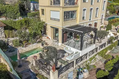 an aerial view of a house with a pool at Villa Margot ' Exceptional Place in Villefranche-sur-Mer