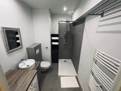 a small bathroom with a toilet and a sink at Appartement avec Terrasse - Palais Historique à Nice in Nice