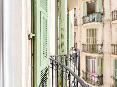 an open window of a building with a balcony at #12 1BDR Joffre, Central 5min from Old Town AC & WIFI in Nice