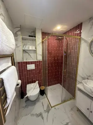 a bathroom with a shower and a toilet and a sink at MOON - 43 in Nice