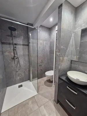 a bathroom with a shower and a sink and a toilet at appartement 1 pégurier in Nice