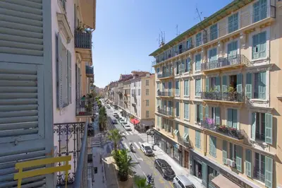 an aerial view of a city street with buildings at GIOA- Studio avec balcon, place Garibaldi -Paillon in Nice