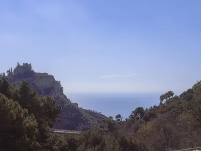 a view of the ocean from a mountain at Apartment Prestige view by Interhome in Èze