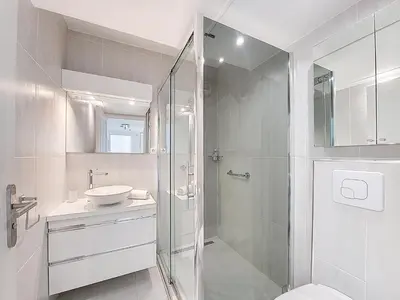 a bathroom with a shower and a sink and a toilet at Nestor&Jeeves - LE BACCARA - Terrace - Central in Nice