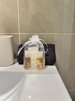 a plastic bag sitting on top of a toilet at La Bella Niçoise in Nice
