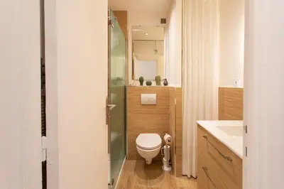a bathroom with a toilet and a sink at #26 Idealy located flat AC 2mins walk to Sea balcony in Nice