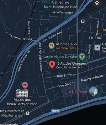 a map of the university of miami and its attractions at Cœur de Nice in Nice