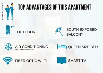 a diagram of the top advantages of this apartment at Nestor&Jeeves - PANTAI - Near Beach - Balcony in Nice
