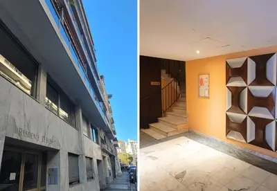 two images of a building and a hallway at Nestor&Jeeves - CLEA - Terrasse - Central in Nice