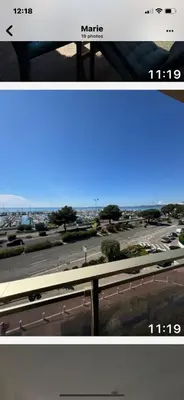 two pictures of a view of a parking lot at STUDIO SUPER AQUARAMA Bord de mer in Saint-Laurent-du-Var