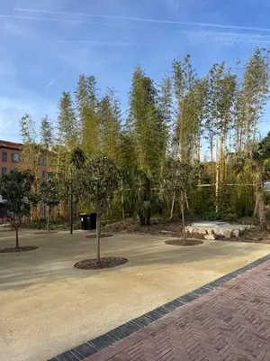 a parking lot with trees in a park at Beau Studio avec belle terrasse au centre ville de Nice in Nice