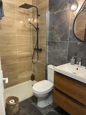 a bathroom with a toilet and a sink and a shower at Studio 100m plage in Cagnes-sur-Mer