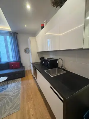 a kitchen with a sink and a counter top at 2P place massena in Nice
