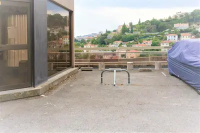 a tent sitting on top of a building with a view at Studio Premium au Calme avec Terrasse Vue Mer et Parking in Nice