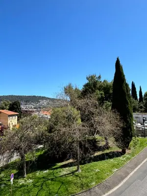 a street with trees on the side of a road at 2P Central Nice in Nice