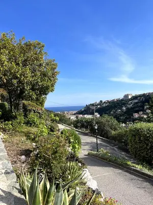 a winding road with a view of the ocean at Cabana 12 m2 in Nice