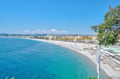 a beach with a bunch of people and the water at Panoramic Sea View - Promenade des Anglais in Nice