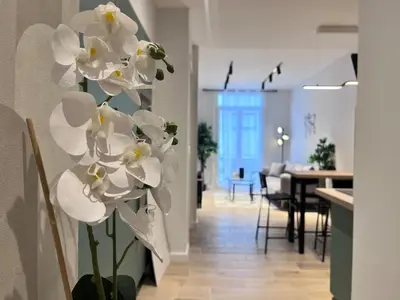 a vase with white flowers in a room at RF101- Magnifique 3 pièces centre Nice in Nice