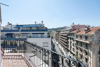 a view of a city from a balcony at Splendide appartement design plein centre nice climatisé - 3 chambres in Nice