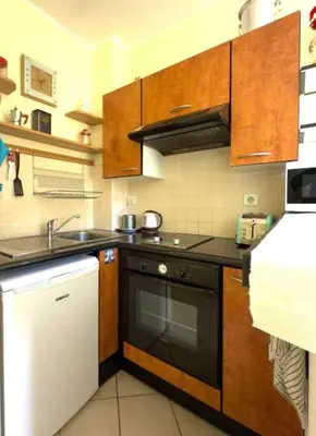 a kitchen with a sink and a dishwasher at Depoilly 3 Pers Centrale WiFi in Nice