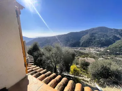 a view from a building with a view of a mountain at Maison Familiale 3 chambres Cœur de la Nature in Drap
