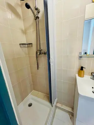 a bathroom with a shower and a sink at Sweethome Massena in Nice