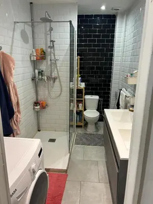 a bathroom with a shower and a toilet and a sink at New central nice sea down town in Nice
