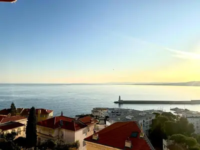 a view of a large body of water with buildings at Magnifique appartement - Vue mer in Nice
