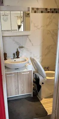 a bathroom with a toilet and a sink at Daghsen in Nice
