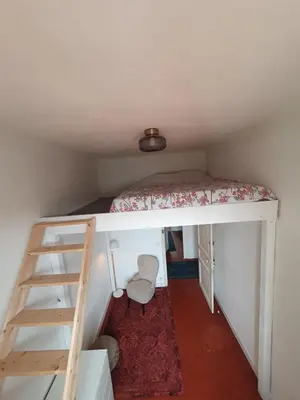 a bedroom with a bunk bed and a ladder at Superbe appartement niçois in Nice