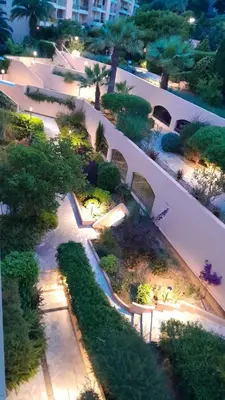 an overhead view of a garden at night at STUDIO BALCON CALME AVEC PARKING 5mn de la MER in Nice