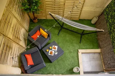 an overhead view of a hammock and a hammock at Duplex Saveria - Terrace - Netflix - Beach in Nice