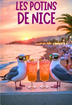 three seagulls sitting on a ledge with drinks at La vie est belle - T2 - Coeur de Nice in Nice