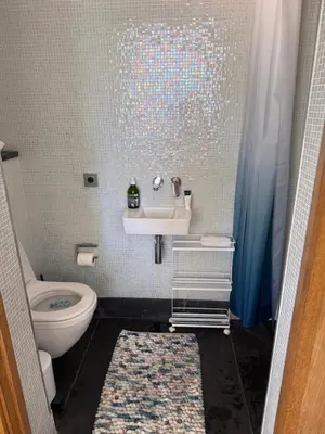 a bathroom with a sink and a toilet at Magnifique studio entier avec terrasse Saint Jean Cap Ferrat in Saint-Jean-Cap-Ferrat