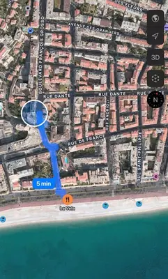 a map of a beach with a tennis racket at AngeVert HolidayHouse in Nice