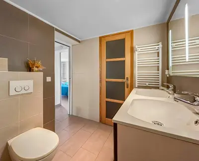 a bathroom with a sink and a toilet at Havre de paix avec terrasse in La Gaude
