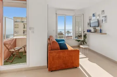 a bathroom with a shower and a toilet and a sink at L'Azur - Seaview - AC - Tram - WIFI - Airport in Nice