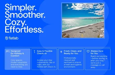 a flyer for a resort on the beach at Spacieux et Moderne T2 - Hyper Centre in Nice