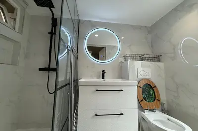 a bathroom with a sink and a mirror at Nice studio in the heart of Old Nice - 4 pers in Nice